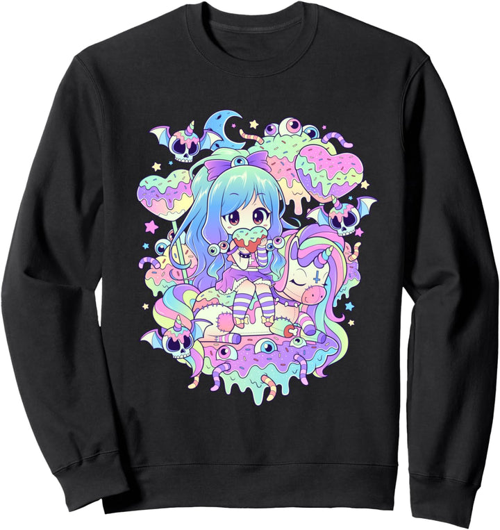 Kawaii Pastell Goth Niedlich und unheimlich Mädchen Einhorn Sweatshirt