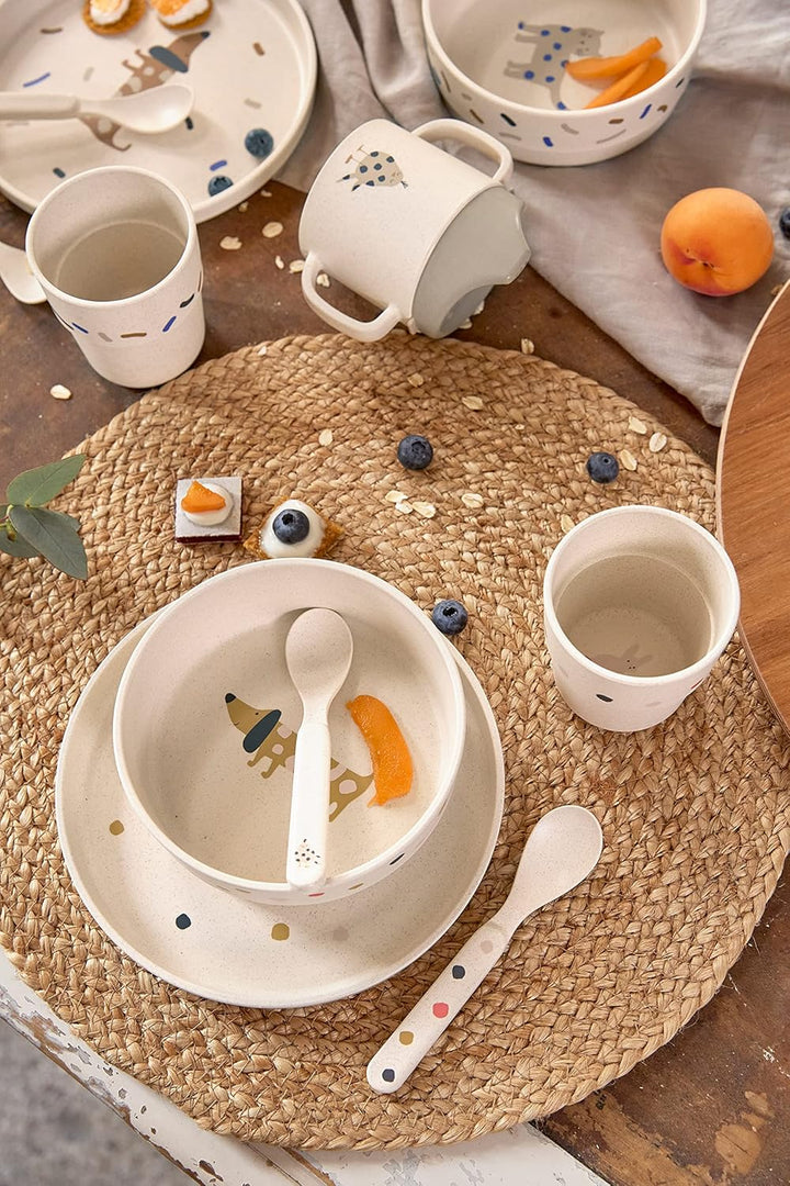 LÄSSIG Kindergeschirr Set (Teller, Becher, Schälchen, Löffel) ohne , BPA-frei, für Spülmaschine und