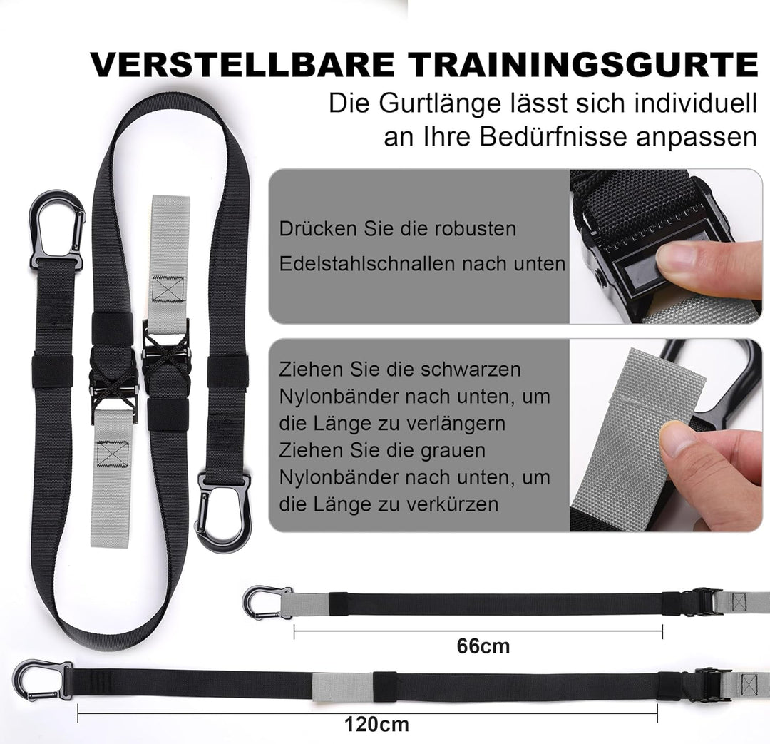 Schlingentrainer für Zuhause, Sling Trainer Set für Ganzkörpertraining mit Türanker, Verstellbaren T