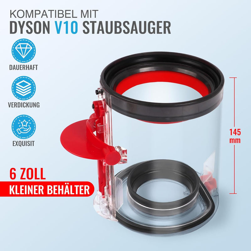 Klein Staubbehälter 969509-02 für Dyson V10 Motorhead für Fluffy V10 Staubsauger Ersatzteil Behälter