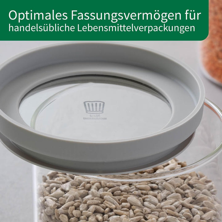 FACKELMANN Chefkoch trifft Vorratsbehälter mit Glasdeckel – 500 ml, Borosilikatglas, luftdicht &amp; sta