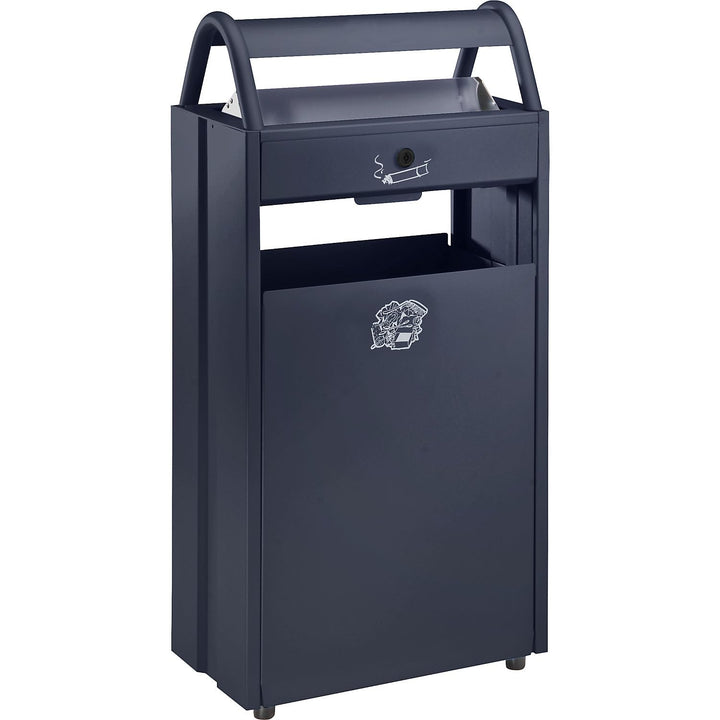 VAR | Abfallsammler mit Ascher und Regenschutzdach | Volumen 60 l, BxHxT 480 x 960 x 250 mm, schwarz
