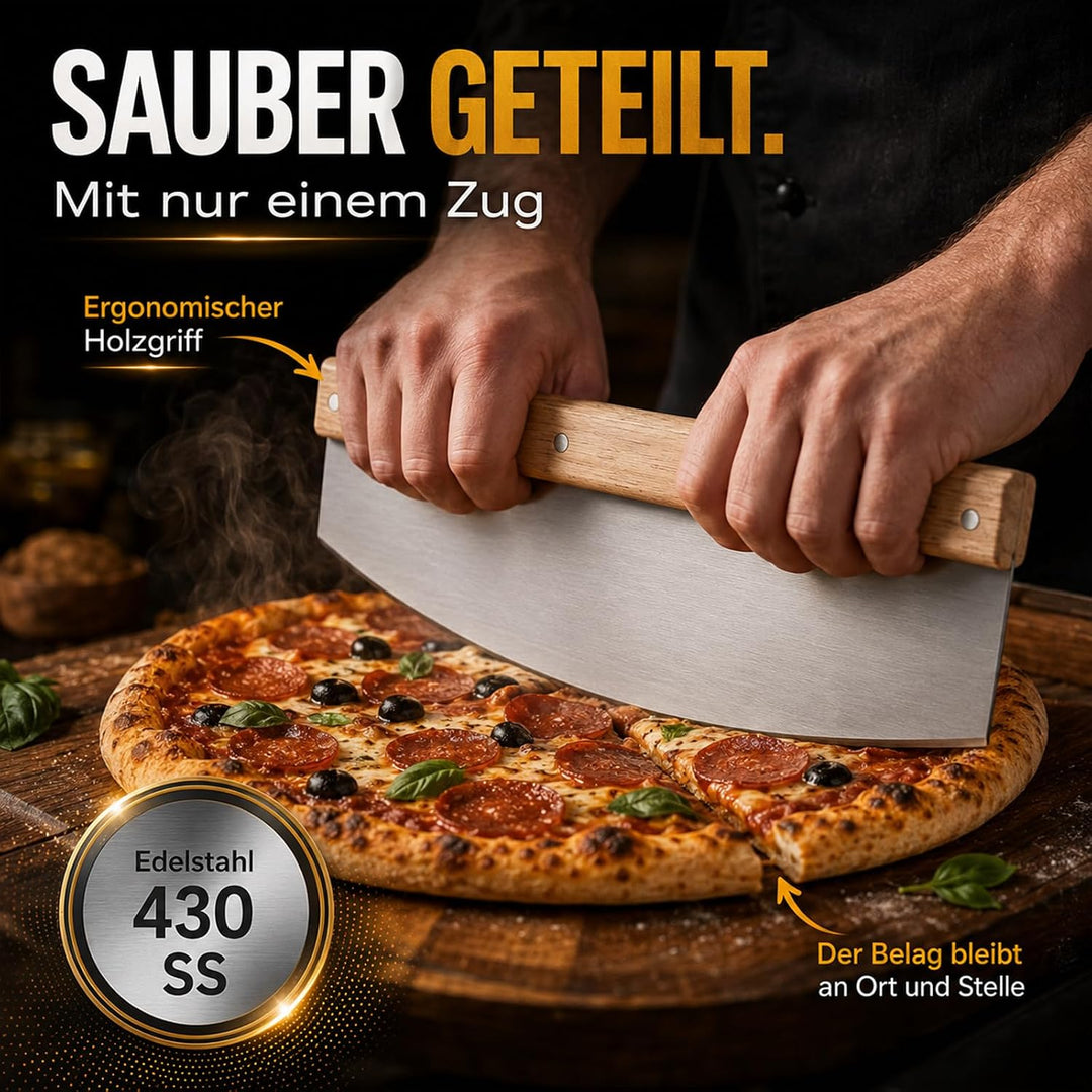 Pizzaschieber Set mit Perforiertem Schieber &amp; Pizzaschneider, Antihaft Beschichtung, Pizza Wiegemess