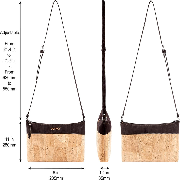 Corkor Vegane Umhängetasche Damen Geldbeutel Schultertaschen Handtasche Schulter Natur-Leder Natur K