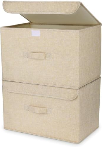 Homsorout Aufbewahrungsbox mit Deckel 2 Stück, Faltbare Aufbewahrungskiste mit Griff, faltbox mit de