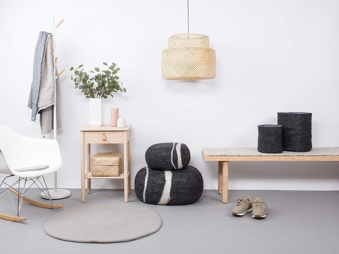 myfelt Luis Filzteppich — Ø 50 cm, ideal für Schlaf-, Wohn-, Kinderzimmer, Flur & Bad Grau 50cm Ø, G