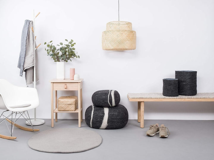 myfelt Luis Filzteppich — Ø 50 cm, ideal für Schlaf-, Wohn-, Kinderzimmer, Flur & Bad Grau 50cm Ø, G