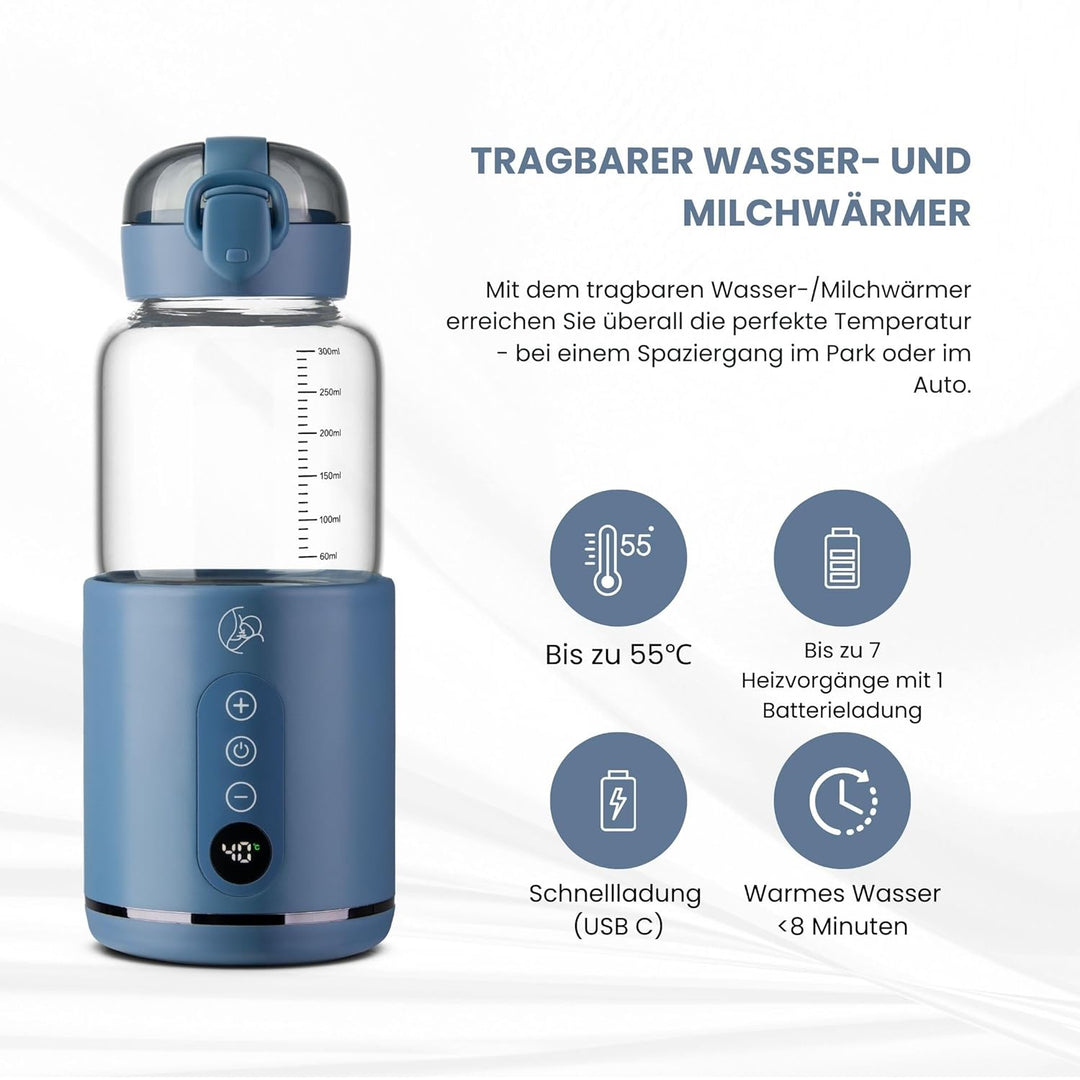 Flaschenwärmer Baby Unterwegs - Schnelles Aufheizen in 2 Minuten, BPA-frei, Sicher, Tragbar - Perfek