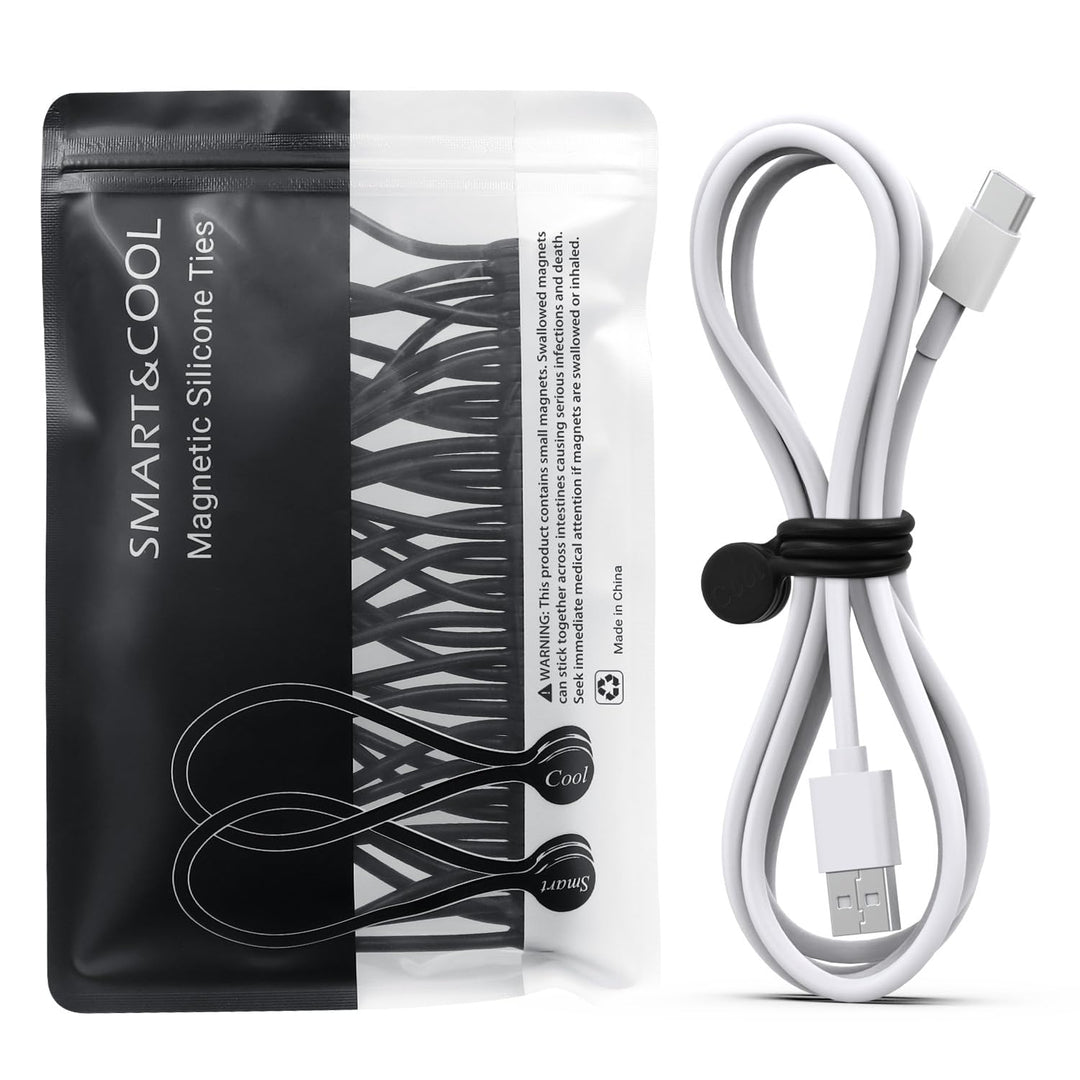 SMART&COOL Wiederverwendbare Magnetische Kabelbinder, Multifunktionale Silikon Magnet Kabelbinder fü