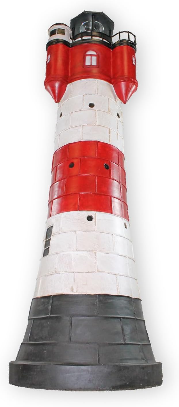 Leuchtturm Roter Sand mit Solar Beleuchtung Rundum Leuchtfeuer Maritime Deko Gartendeko Deko Leuchtt