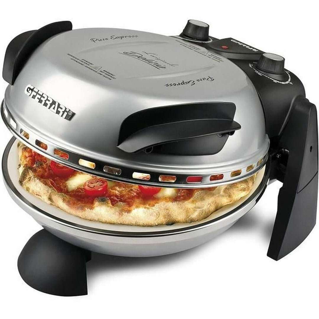 G3 Ferrari elektrischer Pizzaofen Delizia G1000606 silber, bis 400 Grad mit feuerfestem Naturstein /