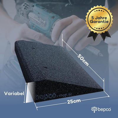 bepco Bordsteinkanten-Rampe-Set (2 Stück) 40-100 mm aus Gummifasern (schwarz) - Auffahrrampe - Türsc