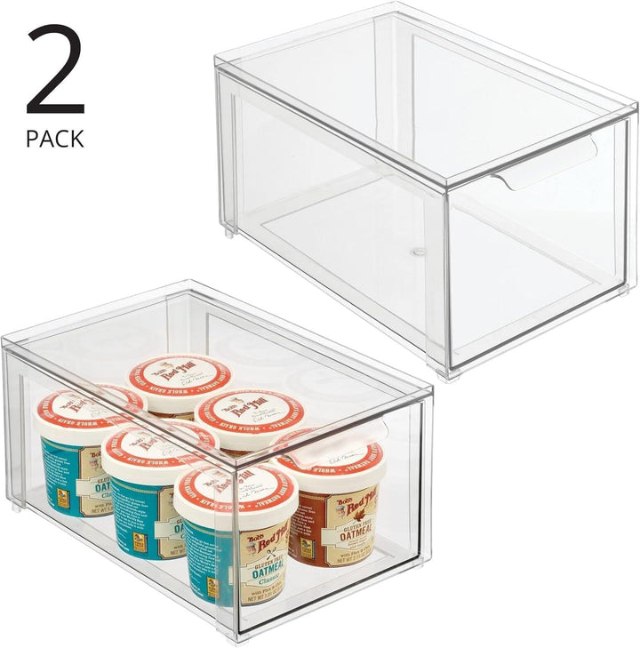 mDesign Schubladenbox – Stapelbox aus Kunststoff für Küchen- und Kühlschrank – Küchen Organizer für