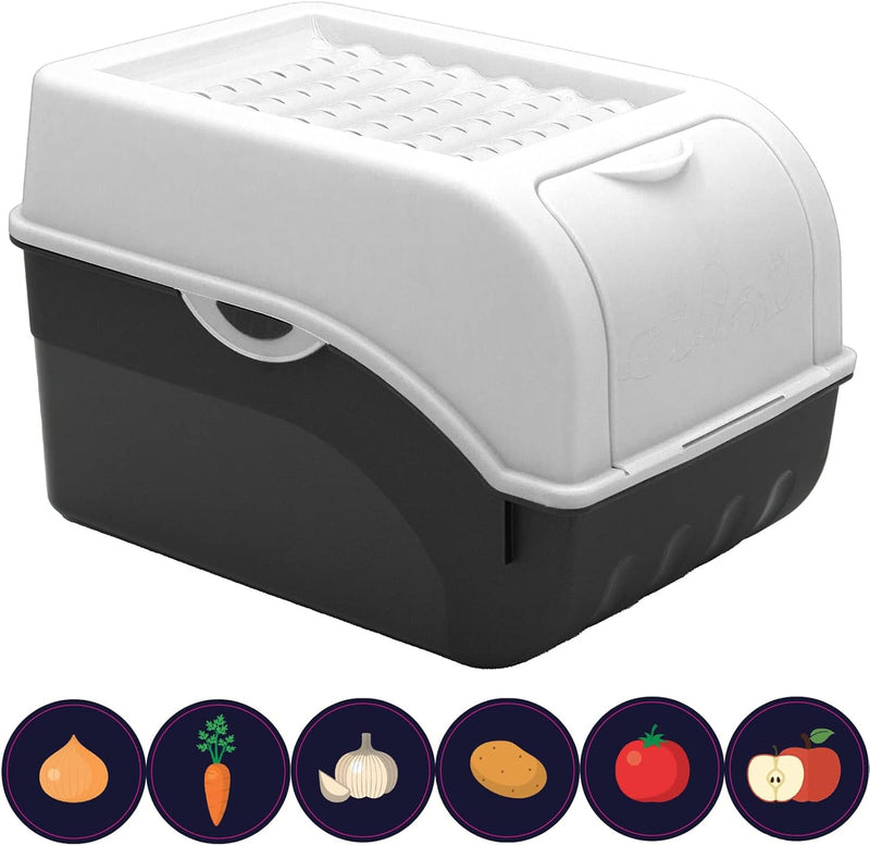 ARTECSIS Kartoffel Aufbewahrungsbox dunkelblau und weiss 2er Set I Gemüsebox Kartoffelbox mit Deckel