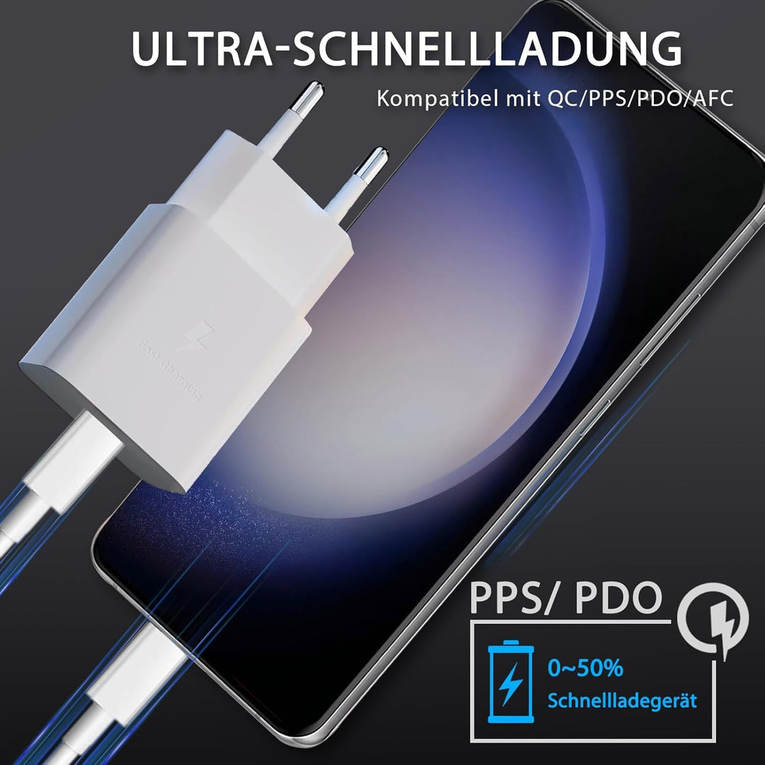 25W Schnellladegerät USB C, Netzteil Ladegerät, Ladestecker USB C Fast Charger Adapter mit 2m ladeka