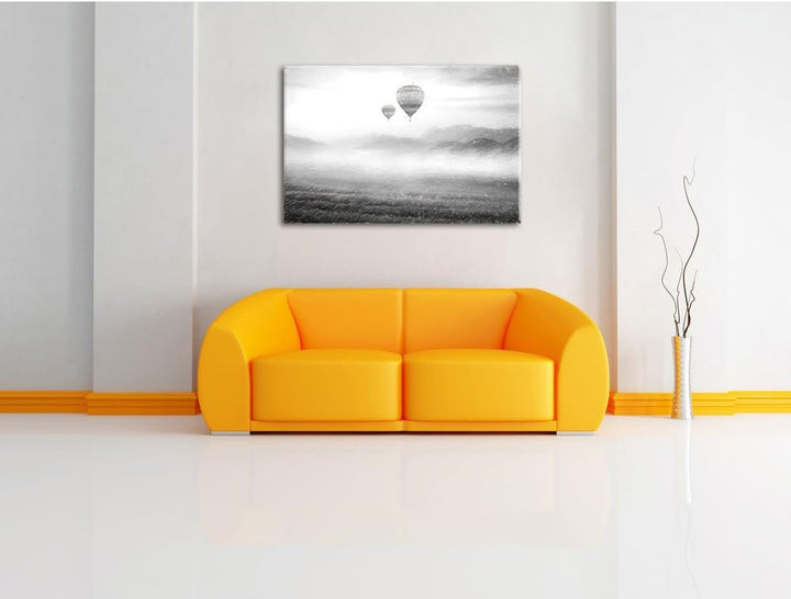 Pixxprint Heissluftballon Landschaft als Leinwandbild/Grösse: 100x70 / Wandbild/Kunstdruck/fertig be