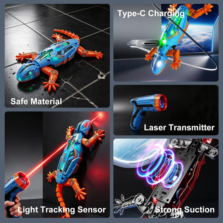 Ferngesteuerter Wandkletterer Gecko, Wandkletter‑Funktion mit LED‑Lichtern