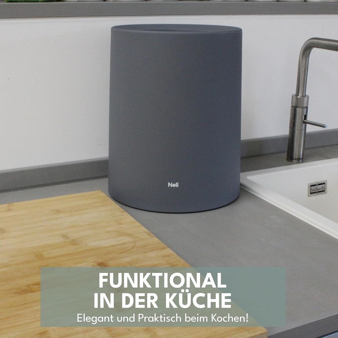 Papierkorb | 12L | Grau Matt | Ohne Deckel | Idealer Mülleimer fürs Büro & Schreibtisch | Tischmülle