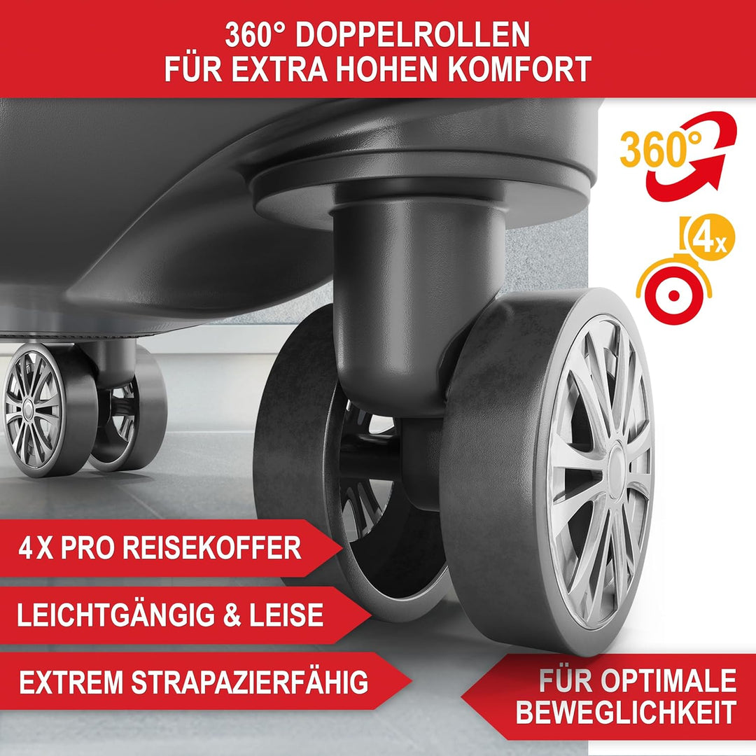 Onbest Premium Kofferset 4-TLG. – Hartschalenkoffer mit TSA-Lock, USB-Anschluss – 1x Kofferwaage, 2X