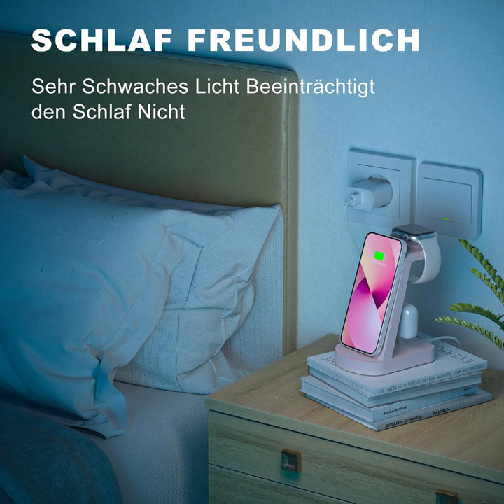 Kabellose Ladestation,Wireless Charger 3 In 1 induktive Kabelloses Ladegerät mit 18W Adapter,kompati