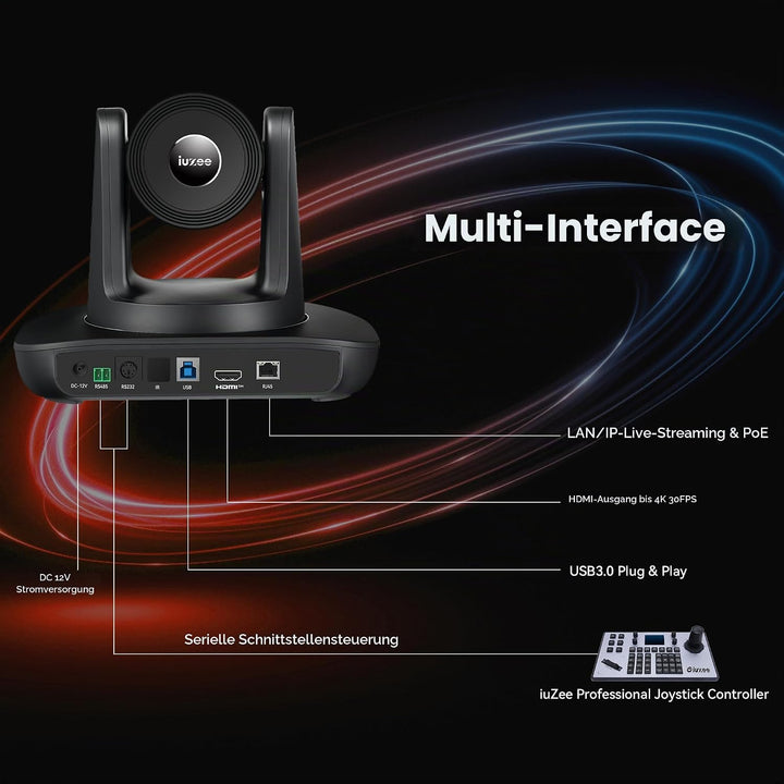 PTZ-Kamera 20X Optischer Zoom USB3.0 HDMI Konferenzkamera 1080P 60FPS Weitwinkel PTZ Camera für Kirc