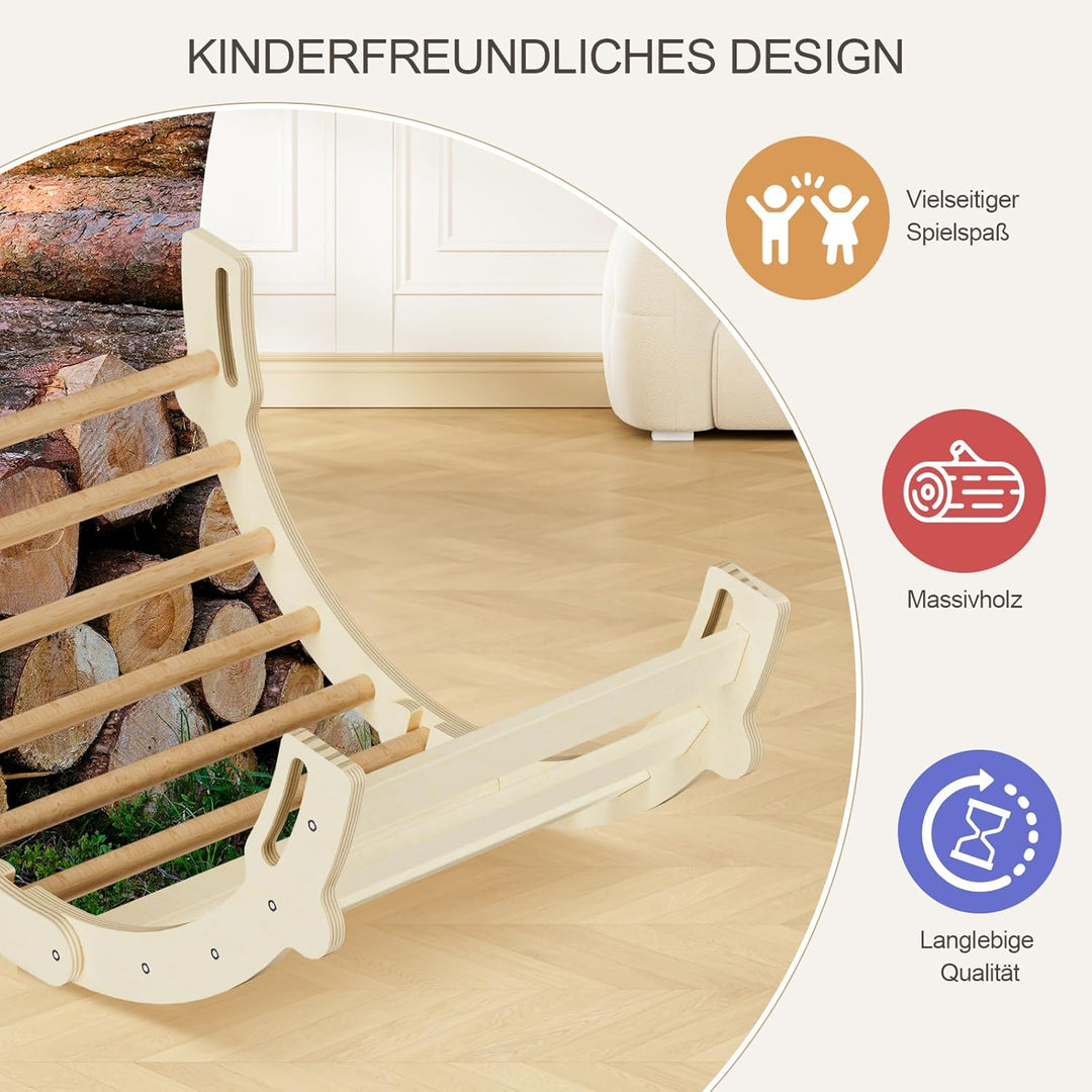 Kletterbogen 2-in-1 Montessori Bogenwippe mit Kissen – Kletterspielzeug für Kleinkinder, Sensoriktis