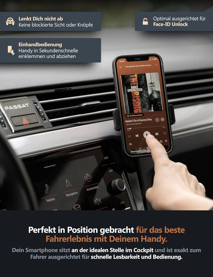 Premium Handyhalterung FÜR VW Passat B8 – Der perfekte Handyhalter speziell für Dein Auto Modell – M