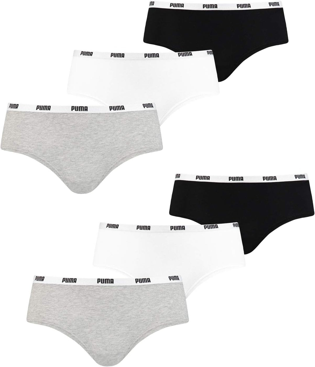 PUMA Damen Iconic Hipster 503007001 6er Pack, Farbe:Mehrfarbig, Wäschegrösse:XL, Artikel:-015 White/