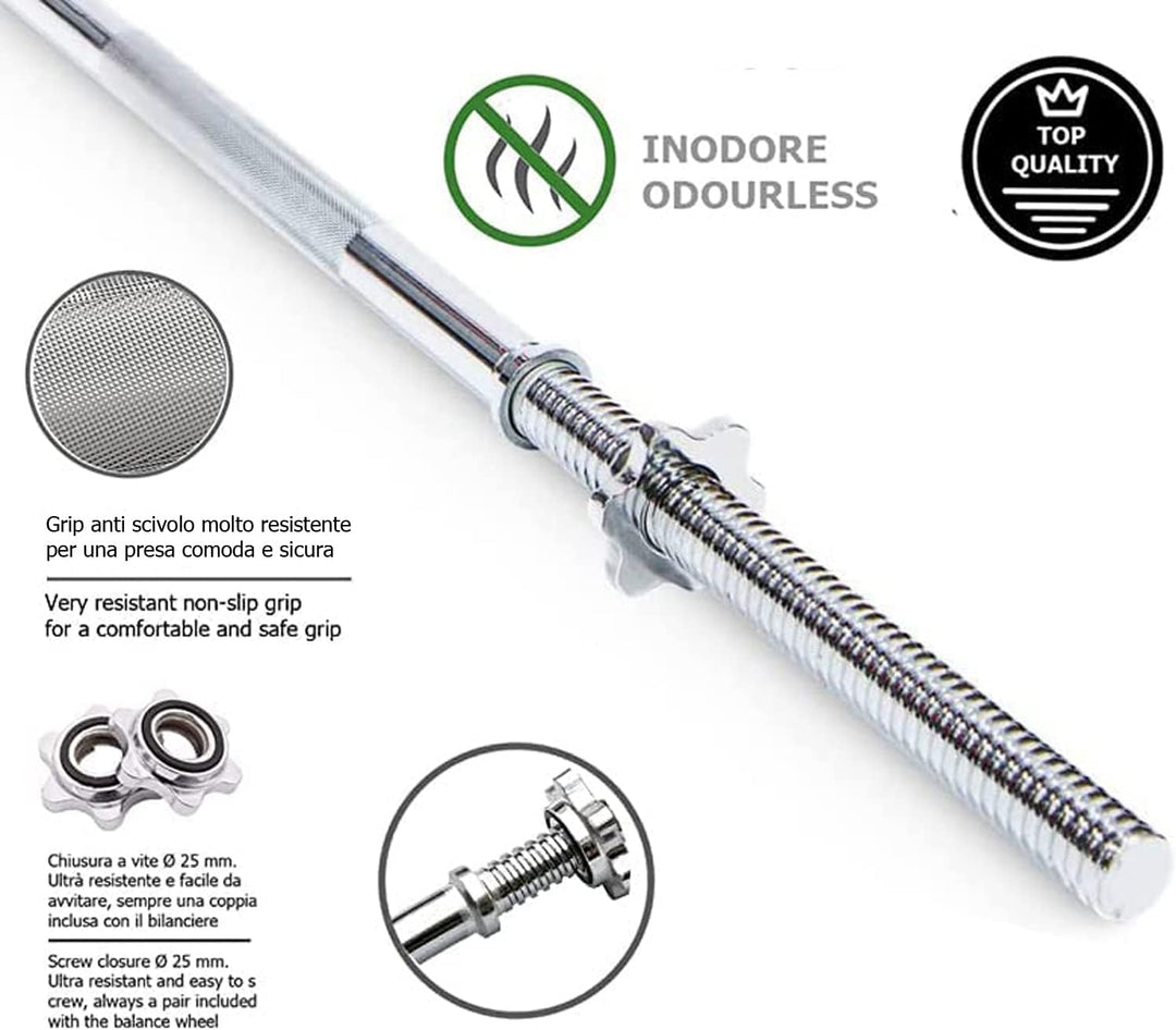 G5 HT SPORT Toorx Hantelstangen, verchromt, 150/180/215 cm, Durchmesser 25 mm, Schraubverschluss 150