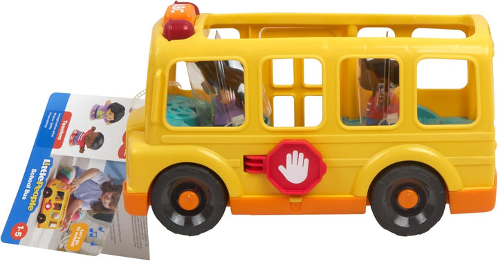 Fisher-Price Little People Spielzeug-Schulbus zum Schieben für Kleinkinder, mit Musik und 2 Figuren