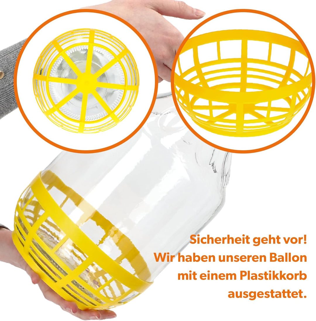 KADAX Weinballon 5L, Glasballon für Wein, schmale Öffnung, Gärballon, Gallone, Gärbehälter, Flasche,