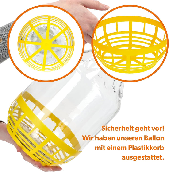 KADAX Weinballon 5L, Glasballon für Wein 3 stück, Weinfass aus glas, Gärballon, Fass für Wein aus Gl