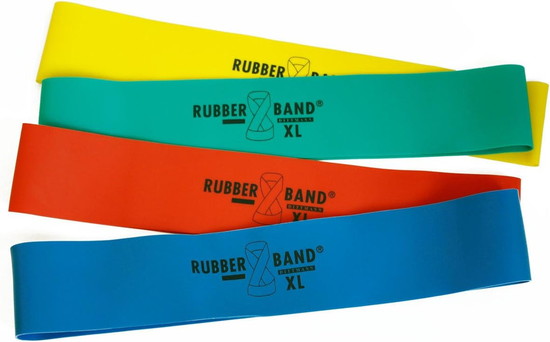 FTM Dittmann® Rubberband XL in Grün (mittel), inkl Übungsflyer, für Muskelaufbau, Krafttraining und