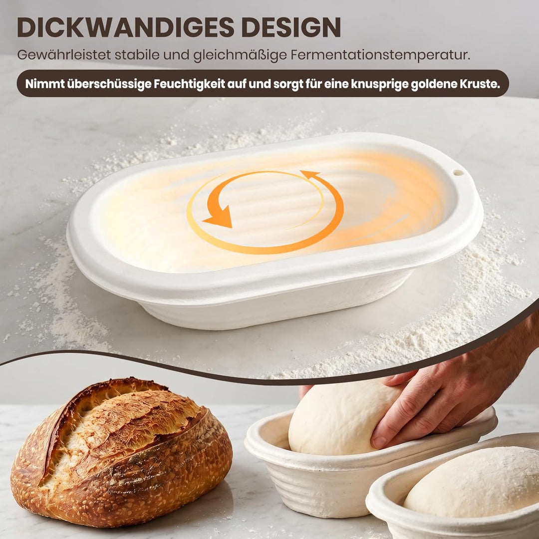2er Set ovale Banneton-Gärkörbe aus Zellstoff für Sauerteigbrot, Gärkörbe für handwerklich hergestel