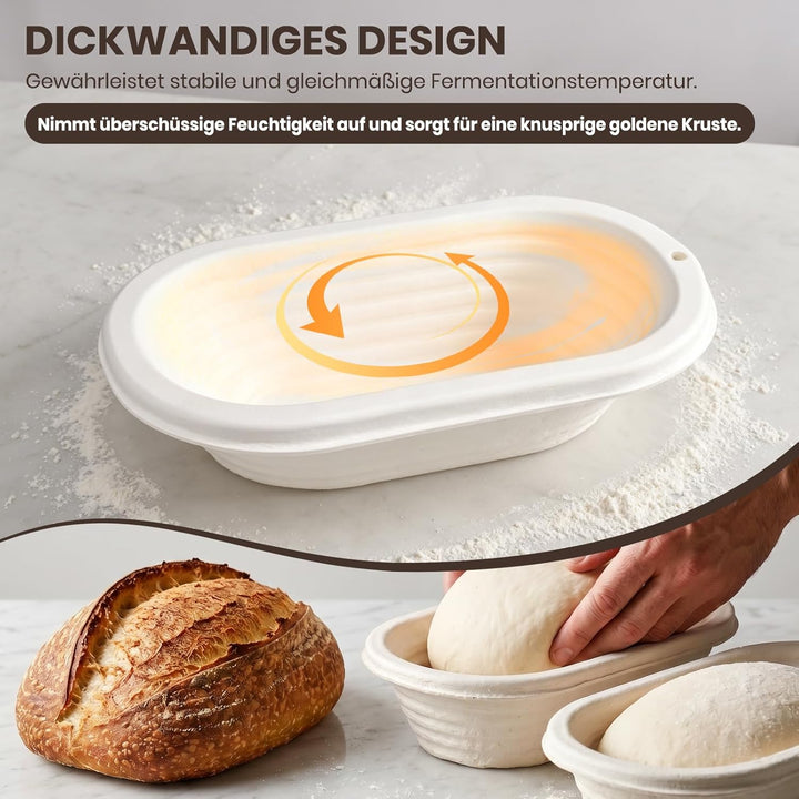 2er Set ovale Banneton-Gärkörbe aus Zellstoff für Sauerteigbrot, Gärkörbe für handwerklich hergestel