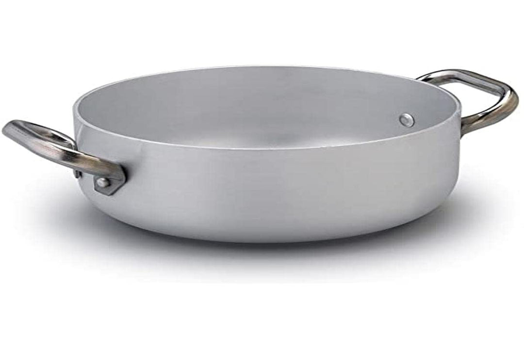 Pentole Agnelli Linie Aluminium Induktion Schmortopf, Induktionsboden mit 2 Griffen Cool 24 cm Silbe