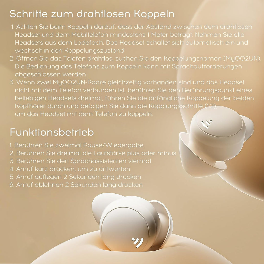 Schlafkopfhörer, Mini Kopfhörer zum Schlafen Kabellose Bluetooth 5.3 Flüssiges Silikon kopfhörer sch