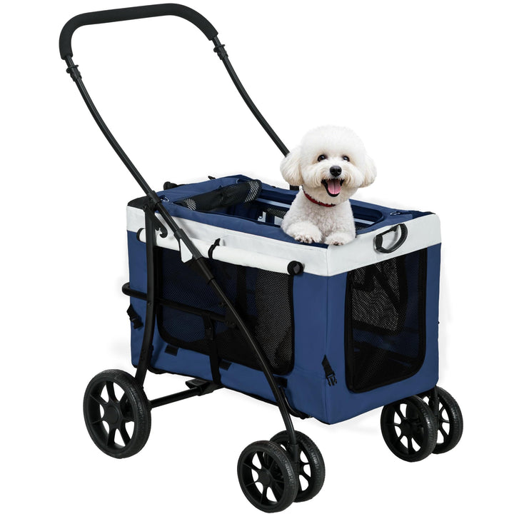 PawHut 2 in 1 Hundewagen Hundebuggy klappbar für Hunde &amp; Katzen bis 10 kg Katzenbuggy mit Kissen Net