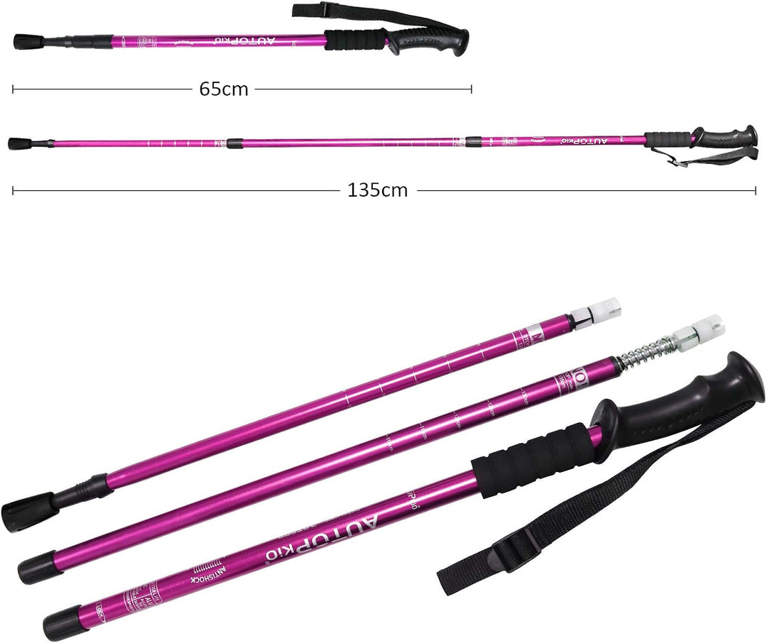 AUTOPkio Walking Stöcke Trekkingstöcke, Nordic Walking Stöcke Verstellbar Aluminium Anti-Schock Lauf