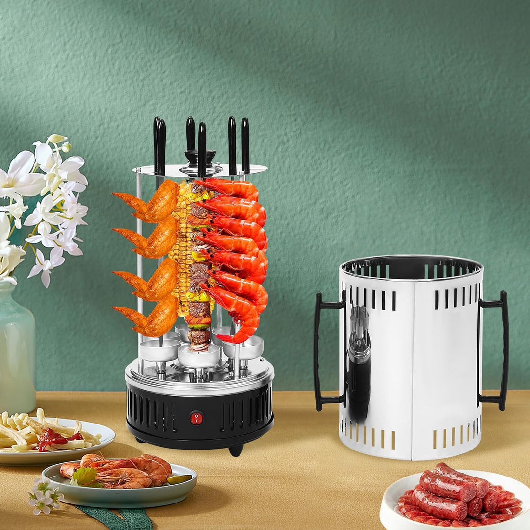 6 Spiesse Elektrogrills, Edelstahl Rotisserie-Grill, Tischgrill Dönergrill, Rotating Elektrische Dre