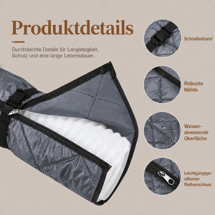 2er Set Mobiles Klimaanlagen Schlauchschutz Hülle mit Reissverschluss &amp; 4 Schnallen, 149x58.5 cm Gra
