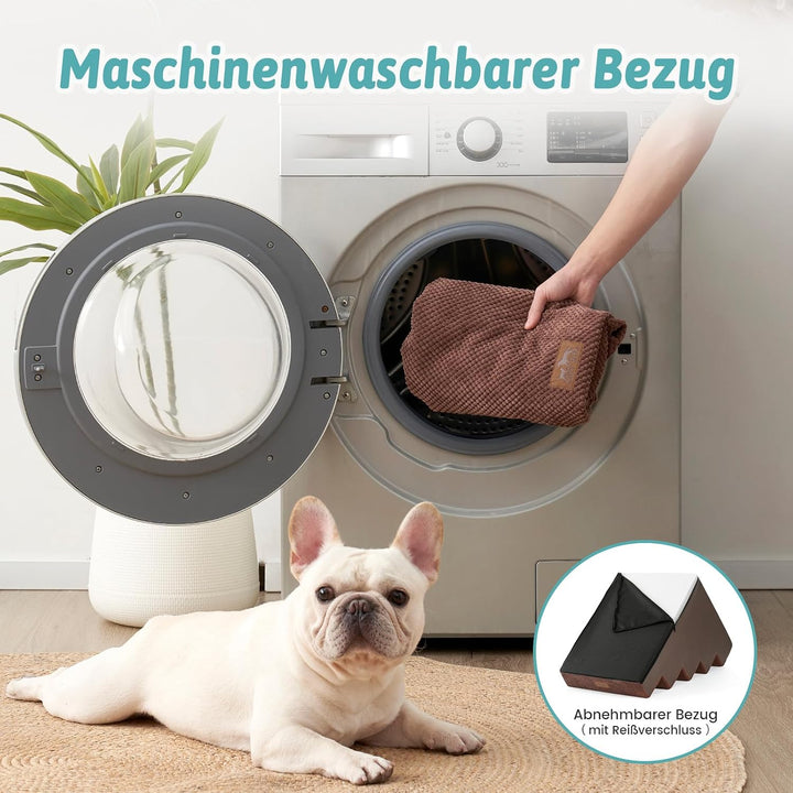 COZY KISS Hundetreppe für Kleine Hunde, 5 Stufen Breiter Haustiertreppe für Bett Couch Auto, 60cm Ho