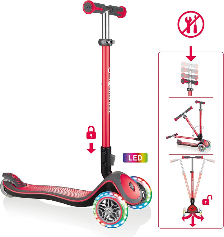 GLOBBER Elite Roller – Tretroller Kinder ab 3 Jahre - Scooter 120/80 mm - ABEC 5, 3-rädrig – höhenve