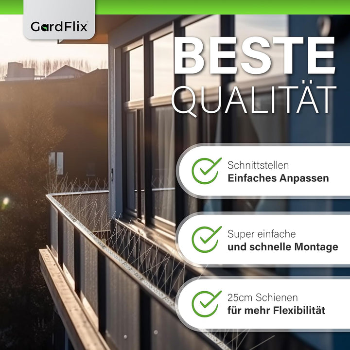 Gardflix® Taubenabwehr Spikes Taubenschreck 9m & 6m | Edelstahl Vogelschreck für Balkon und Fenster