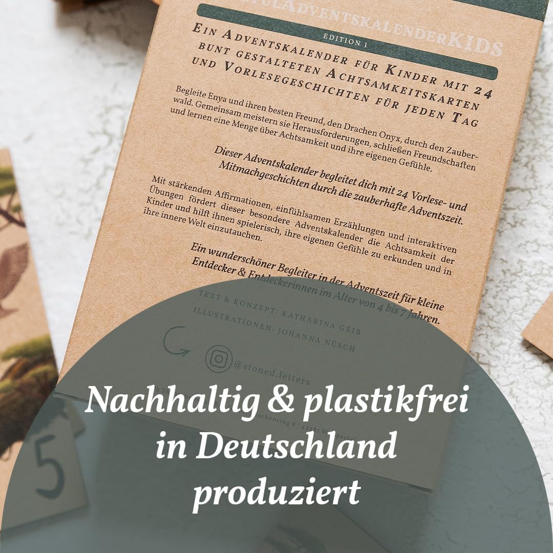 VEGAN BOX® Adventskalender Mindful für Kinder | 24 stärkende Affirmationen und Geschichten | Für Kin