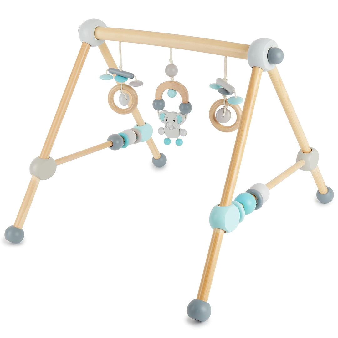 Bieco Spieltrapez | Spielbogen Baby Holz mit Figuren & Kugeln | Spielebogen Holz Baby | Spieltrapez