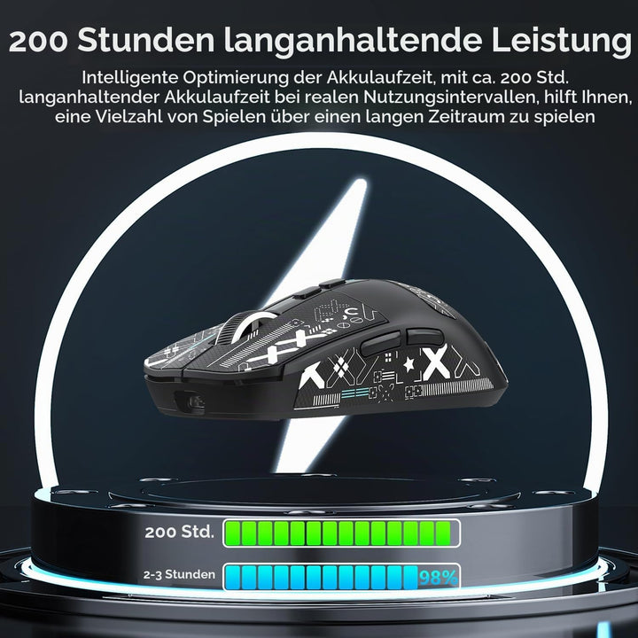 ATTACK SHARK X6 49g SUPERLIGHT Maus mit magnetischer Ladestation, PixArt PAW3395 Gaming-Sensor, BT/2