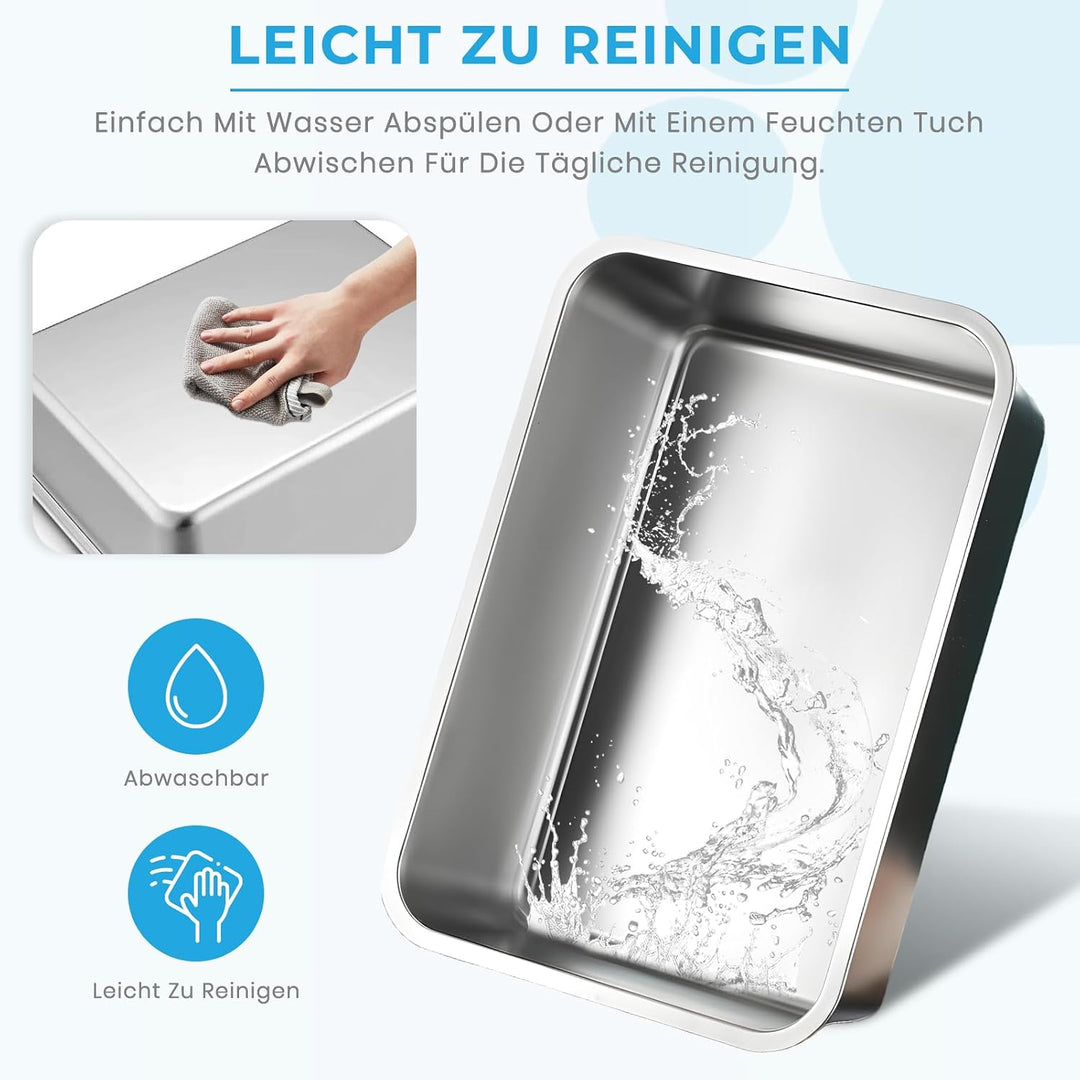 Lohofrnny Edelstahl Katzenklo, 50×35×20cm Grosse XXL Katzentoilette aus Edelstahl, Katzenklo Geruchs