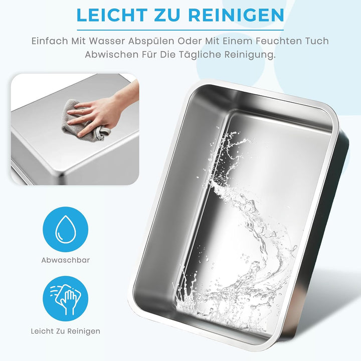 Lohofrnny Edelstahl Katzenklo, 50×35×20cm Grosse XXL Katzentoilette aus Edelstahl, Katzenklo Geruchs