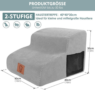 Myiosus Hundetreppe 2 Stufen, Tragbar Haustiertreppe aus Hochdichtem Schwamm für Kleine Hunde, Dog S